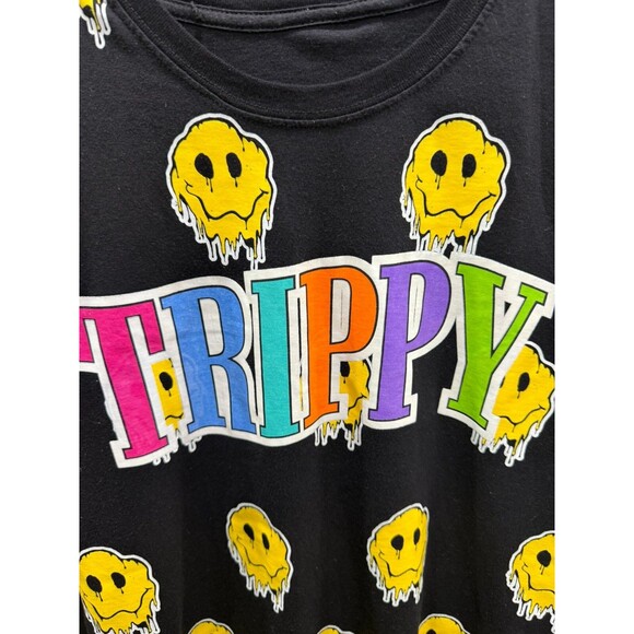 Launder Trippy Smiley Face T Shirt size M Black Bailey Apparel - Picture 4 of 6